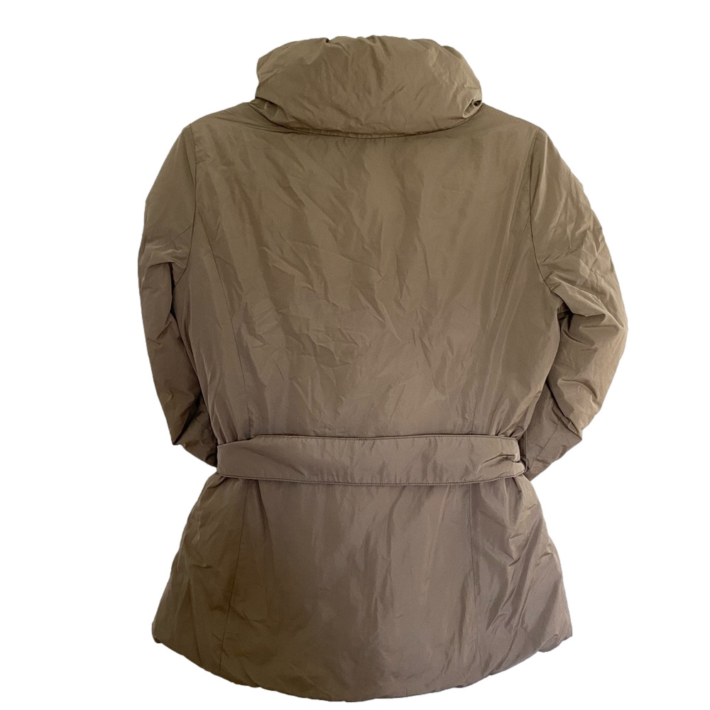 WEEKEND MAX MARA Beige Down Zip Up Puffer Jacket / Coat with Tie Women’s Size 6 - Picture 9 of 12